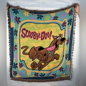 Vintage Scooby-Doo And Gang Hanna Barbera Woven Fringe Blanket 1999 54” X 48”